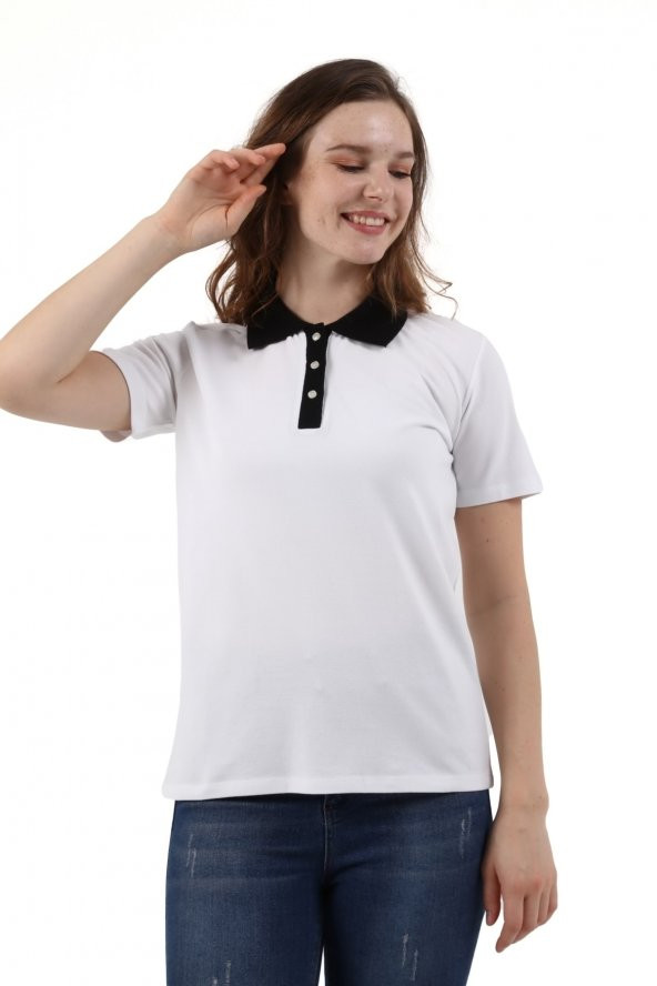 Polo Yaka Pike Kadın Pamuk T-shirt ürün görseli 1