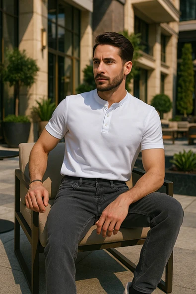 Erkek Likralı Straight Fit Jean Pantolon Gri ürün görseli 1