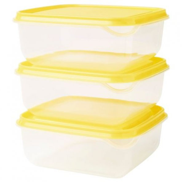 3 lü Set Saklama Kabı Sarı Renk MeridyenDukkan Çok Amaçlı Özelliği 0.6 lt 3Adet Sarı Kapak ürün görseli 1