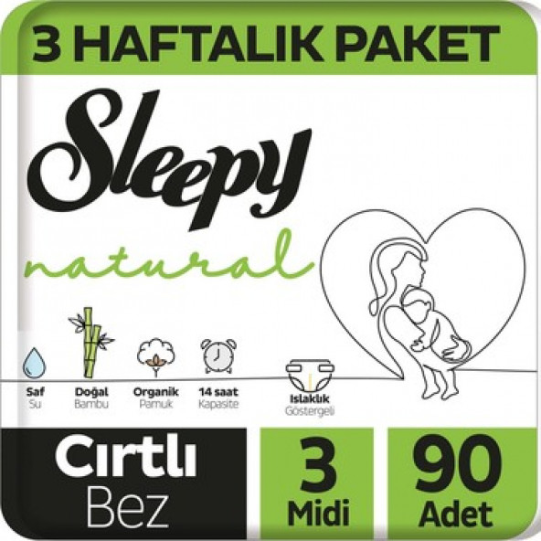 Sleepy Natural 3 Haftalık Paket Bebek Bezi 3 Numara Midi 90 Adet ürün görseli 1