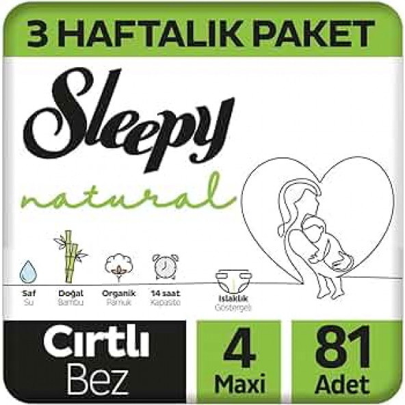 Sleepy Natural 3 Haftalık Paket Bebek Bezi 4 Numara Maxi 81 Adet ürün görseli 1