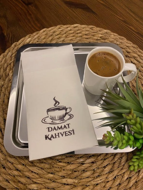 Siyah Yaldızlı Beyaz Damat Kahvesi Cepli Peçete ürün görseli 1
