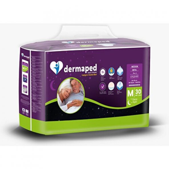 Dermaped Gece Medium 85-125 cm 30lu Bel Bantlı Yetişkin Hasta Bezi ürün görseli 1