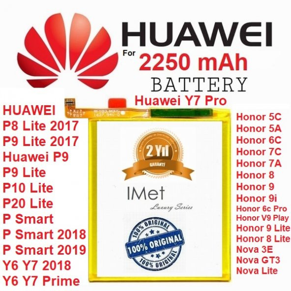 imet Huawei P9 HB366481ECW 2250 mAh Batarya Pil Orijinal Kalite Uzun Ömürlü Yüksek Kapasite IMET000000058 ürün görseli 1