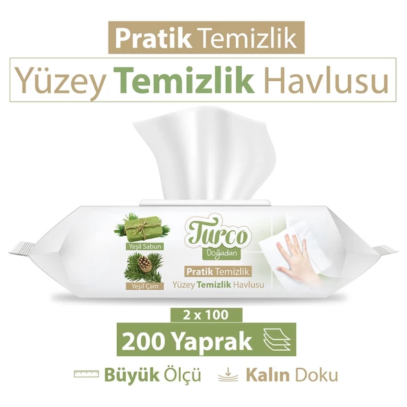 Turco Doğadan Pratik Yüzey Temizlik Havlusu 2x100 (200 Yaprak) ürün görseli 1
