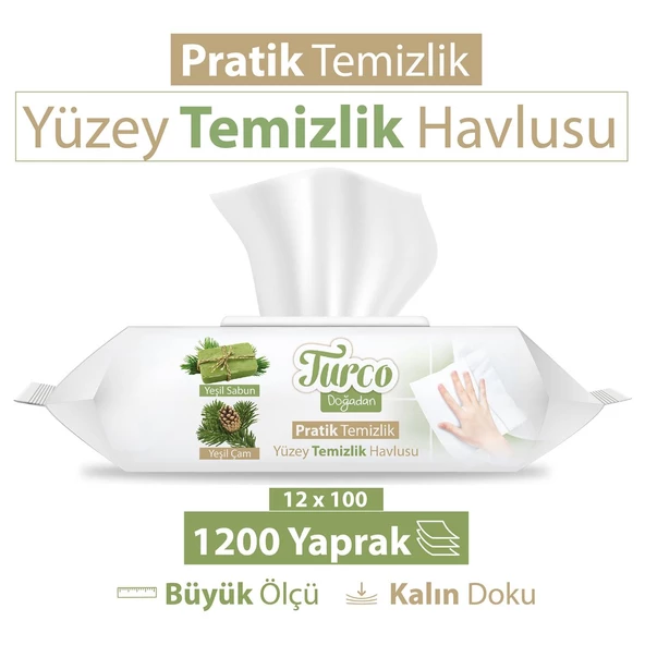 Turco Doğadan Pratik Yüzey Temizlik Havlusu 12x100 (1200 Yaprak) ürün görseli 1