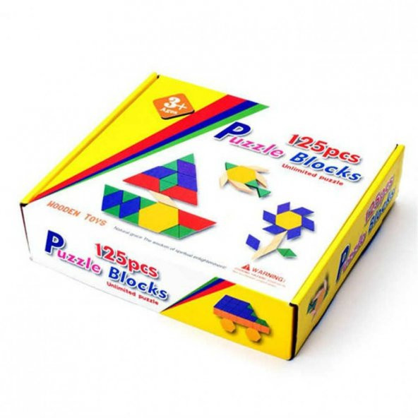 Sepetegelsin Ahşap 125 Parça Blok Tangram Puzzle ürün görseli 1