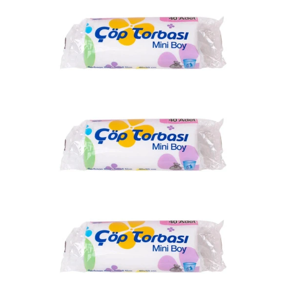 Canhome Beyaz Mini Küçük Boy 40x50 Cm. 30 Litre Çöp Torbası Poşeti - 40 Adetlik 3 Rulo ürün görseli 1