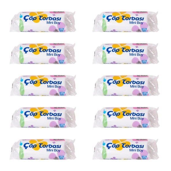 Canhome Beyaz Mini Küçük Boy 40x50 Cm. 30 Litre Çöp Torbası Poşeti - 40 Adetlik 10 Rulo ürün görseli 1