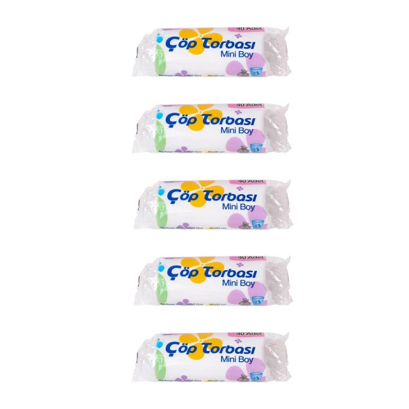Canhome Beyaz Mini Küçük Boy 40x50 Cm. 30 Litre Çöp Torbası Poşeti - 40 Adetlik 5 Rulo ürün görseli 1