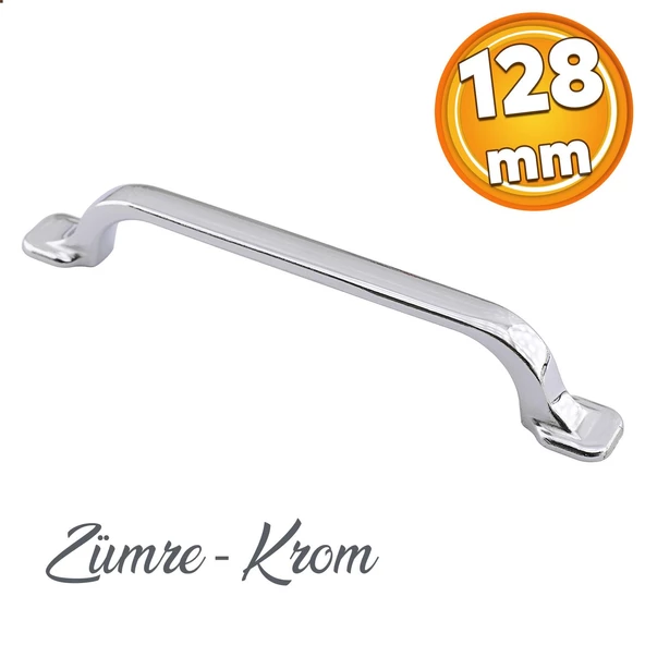Zümre Düz Mobilya Mutfak Dolabı Çekmece Dolap Kapak Kulpu Kulpları Kulbu Krom 128 Mm Metal Kulp ürün görseli 1