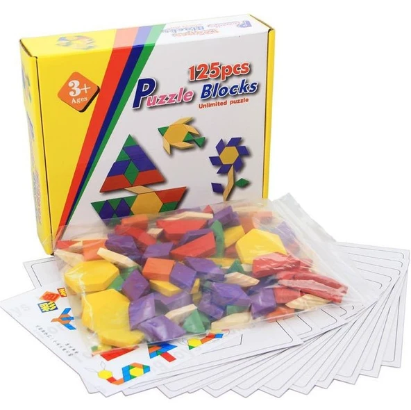 Zhltoys Ahşap 125 Parça Blok Çocuk Eğitici Tangram Puzzle ürün görseli 1