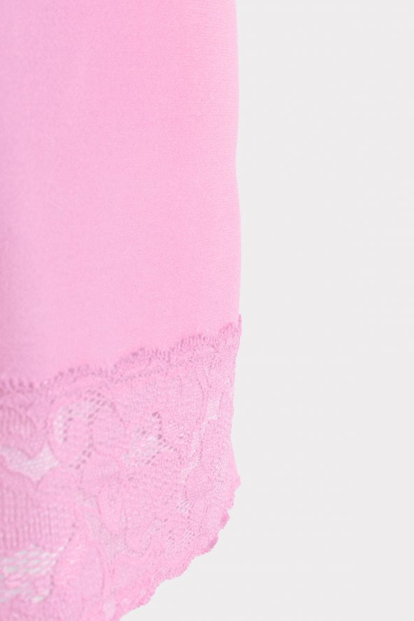 Pembe Seamless Dantelli Geniş Askılı Atlet - Resim 2