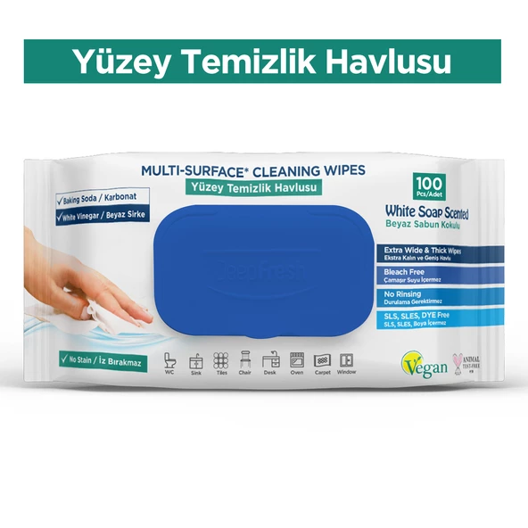 Deep Fresh İz Bırakmaz Yüzey Temizlik Havlusu Karbonat & Beyaz Sirke 100 Yaprak ürün görseli 1