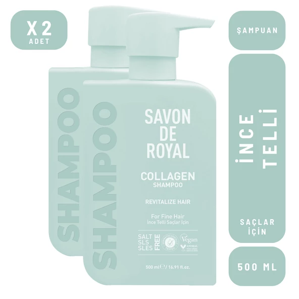 Savon De Royal Kolajen İçeren İnce Telli Saçlar İçin Canlandırıcı Etkili Şampuan 500 ml 2 adet ürün görseli 1