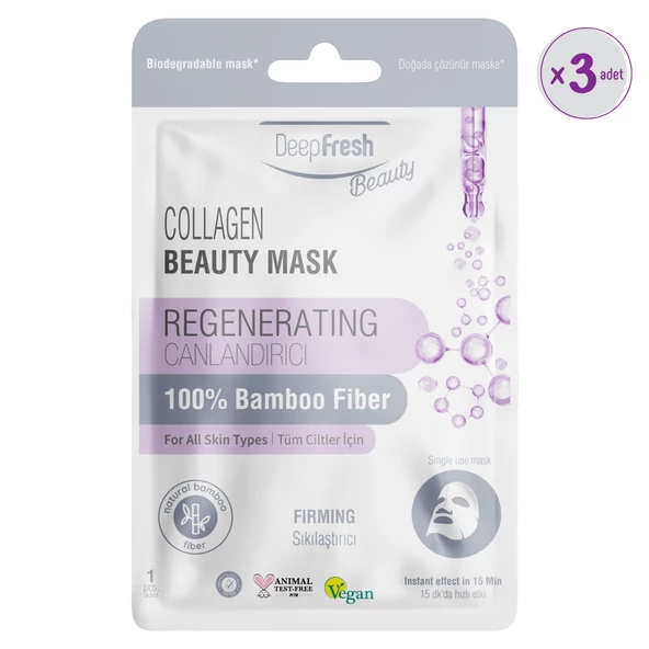 Deep Fresh Collagen Canlandırıcı Sıkılaştırıcı Kağıt Yüz Maskesi 3 adet ürün görseli 1