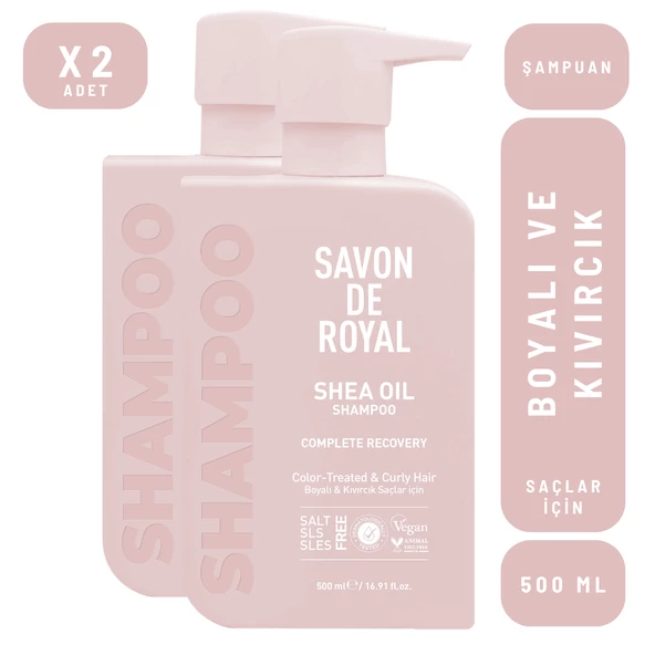 Savon De Royal Shea Yağı Boyalı ve Kıvırcık Saçlar İçin İyileşme Etkili Şampuan 500 ml 2 adet ürün görseli 1