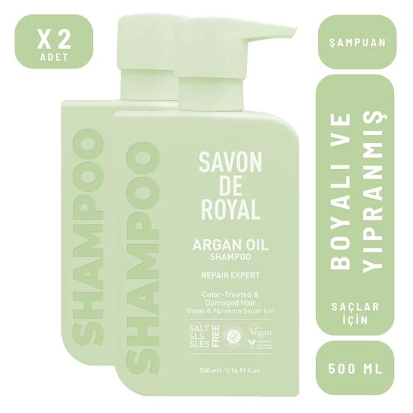 Savon De Royal Argan Yağı İçeren Boyalı & Yıpranmış Saçlar İçin Onarım Uzmanı Şampuan 500 ml 2 adet ürün görseli 1