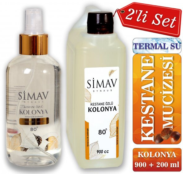 SİMAV Kestane Özlü ve Termal Sulu Kolonya 2li Set 900ml + 200ml ürün görseli 1