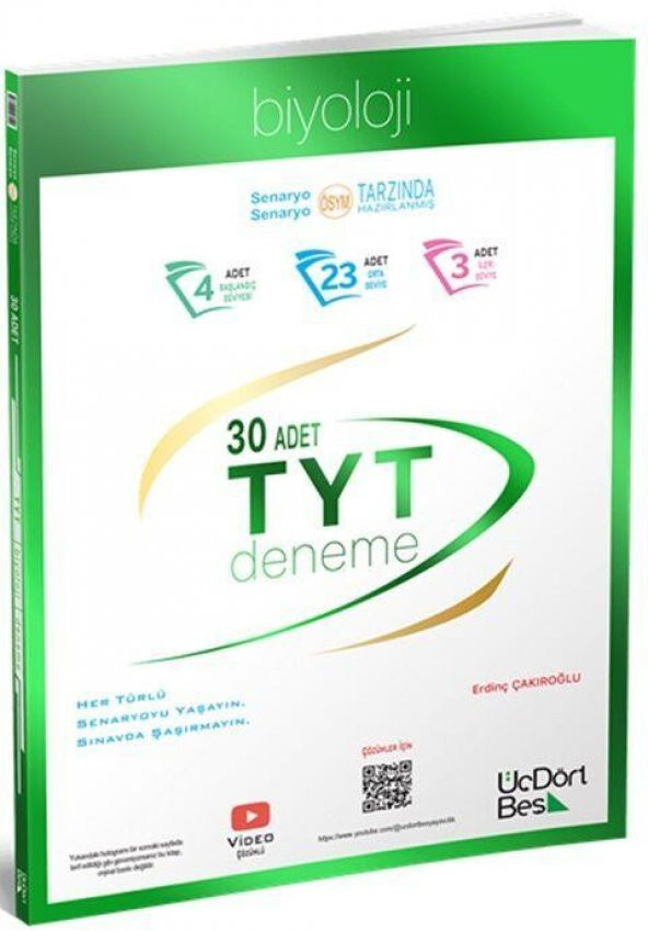 TYT Biyoloji 30 Deneme ÜçDörtBeş Yayınları ürün görseli 1