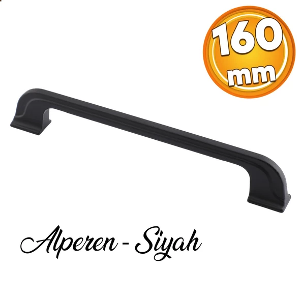 Mobilya Mutfak Dolabı Çekmece Dolap Kulpu Alperen Düz (160 MM-16.0 CM) Kulbu Siyah Metal Kulpları ürün görseli 1