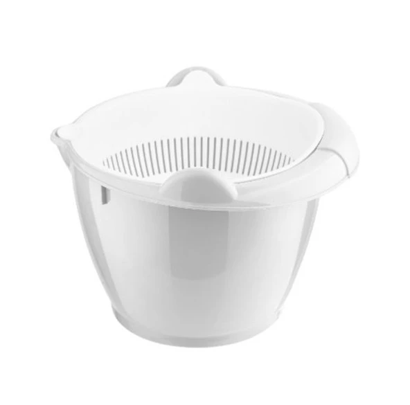 Beyaz Dönerli Çiftli Süzgeç Makarna Süzgeci ürün görseli 1