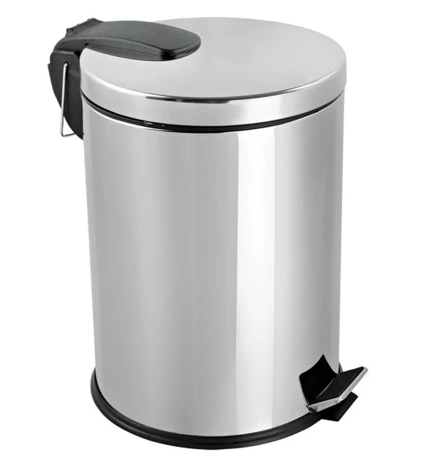 Efor Krom Paslanmaz Metal İç Kovalı Pedallı Ofis Banyo Mutfak Çöp Kutusu Kovası - 20 Litre ürün görseli 1