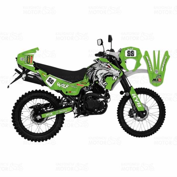 Mondial X-Treme Max 150 Wolf Design Sticker Set Yeşil ürün görseli 1