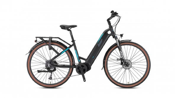 LOOP COMMUTER 28 ELEKTRİKLİ ŞEHİR BİSİKLETİ 9V HD 17.5 MAT SİYAH-FÜME-TURKUAZ ürün görseli 1