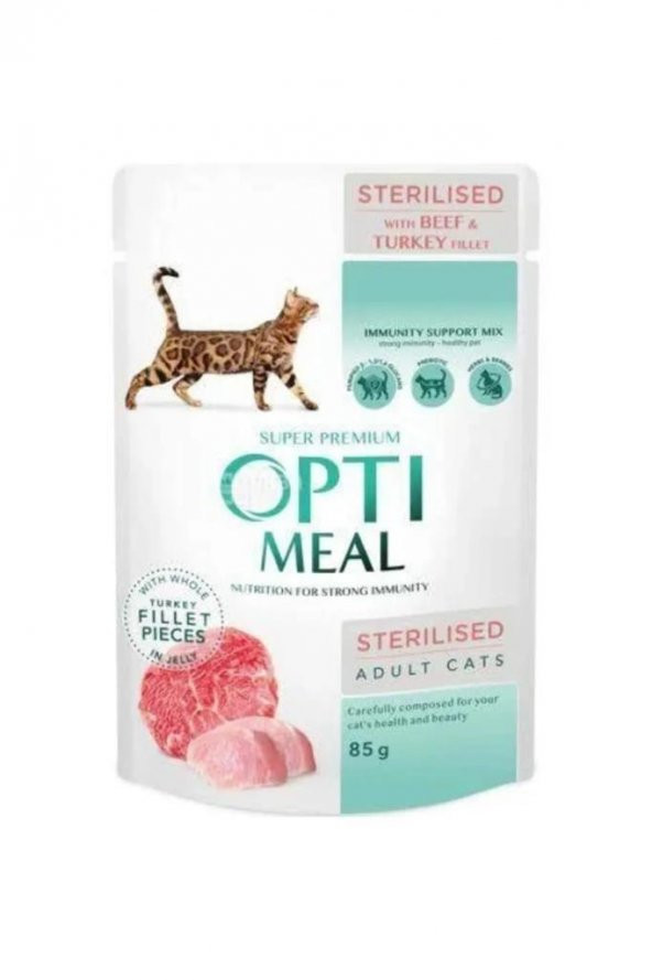 OptiMeal Dana Etli Hindili Tahılsız Kısır Kedi Konservesi 85 Gr ürün görseli 1