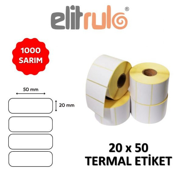 Elitrulo Barkod Etiketi 20x50 Termal - 1000 Adet ürün görseli 1