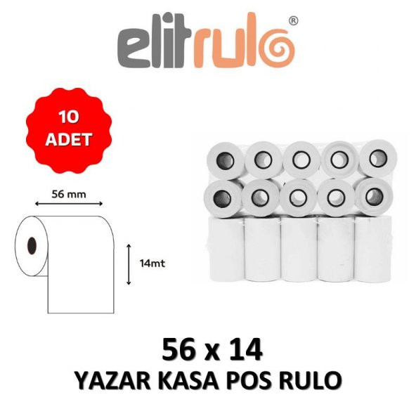 Elitrulo Yazar Kasa Pos Rulosu 56mm x 14mt - 10 Adet ürün görseli 1