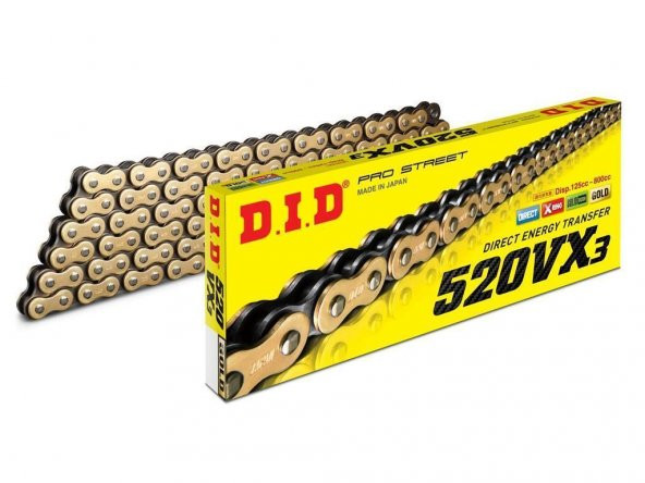 Did 520-118Vx3 1995-2023 KTM 250 EXC Uyumlu Zincir Vx3 Xring Gold (Sarı) Renk ürün görseli 1