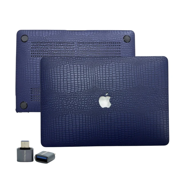 PTTAVM: MacBook Pro 13 Kılıf Timsah Desenli Deri Dokulu Sert Hard