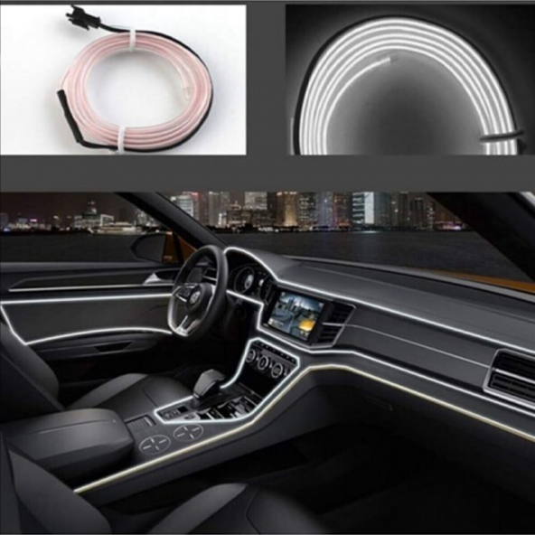 Araç Araba Içi Torpido Ledi Renkli Ip Neon Ip Led 2 Metre Beyaz NEON ürün görseli 1