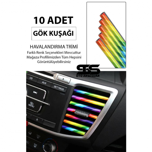 Araç Içi Klima Havalandırma Izgarası Gökkuşağı Trim Seti Film Şerit Havalandırma Izgarası Gökkuşağı Trim Şerit ürün görseli 1