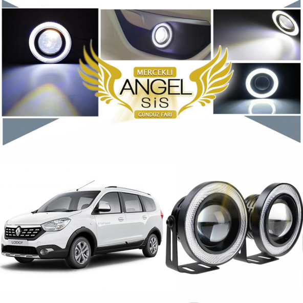 Dacia Lodgy Uyumlu, Universal Mercekli Led Angel Sis Farı, 76mm Beyaz Renk ürün görseli 1