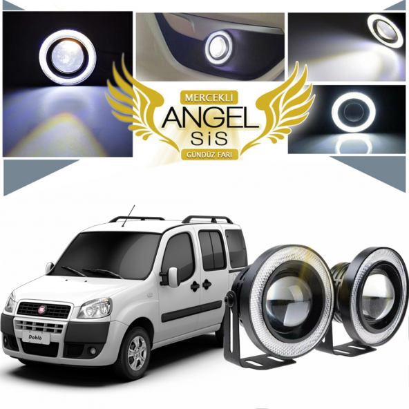 Fiat Doblo D1 Uyumlu, Universal Mercekli Led Angel Sis Farı, 76mm Beyaz Renk ürün görseli 1