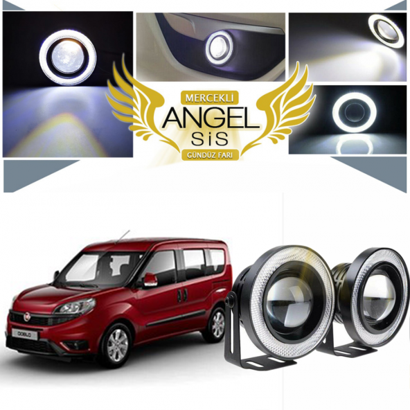 Fiat Doblo D4 Uyumlu, Universal Mercekli Led Angel Sis Farı, 76mm Beyaz Renk ürün görseli 1