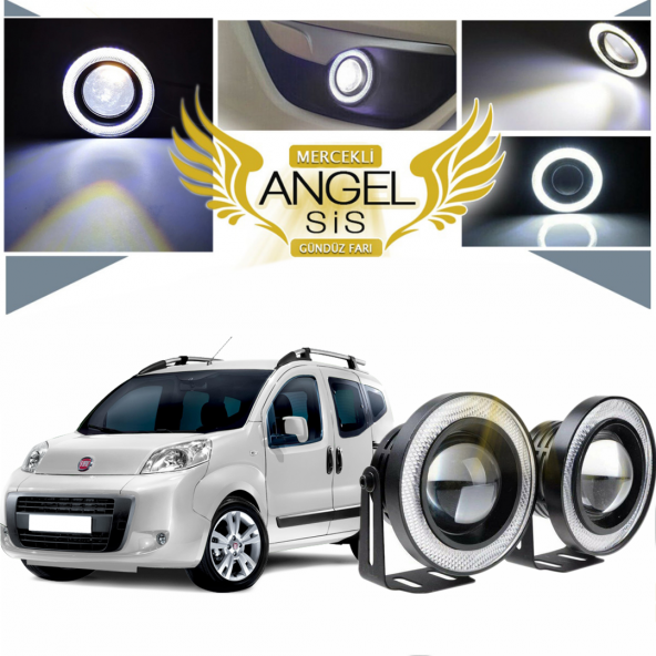 Fiat Fiorino Uyumlu, Universal Mercekli Led Angel Sis Farı, 76mm Beyaz Renk ürün görseli 1