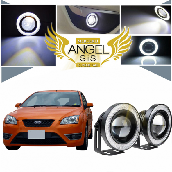 Ford Focus 2 Uyumlu, Universal Mercekli Led Angel Sis Farı, 76mm Beyaz Renk ürün görseli 1
