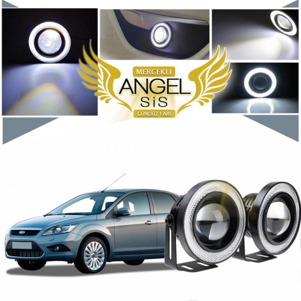 Ford Focus 2,5 Uyumlu, Universal Mercekli Led Angel Sis Farı, 76mm Beyaz Renk ürün görseli 1