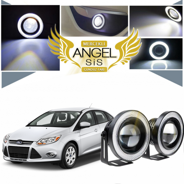 Ford Focus 3 Uyumlu, Universal Mercekli Led Angel Sis Farı, 76mm Beyaz Renk ürün görseli 1