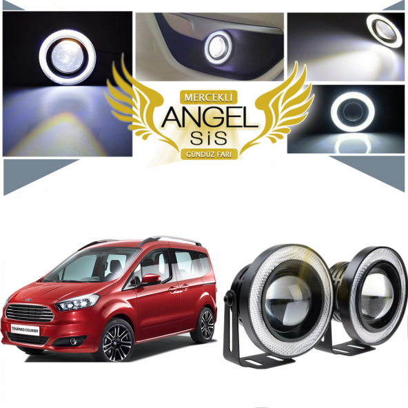 Ford Tourneo Courier Uyumlu, Universal Mercekli Led Angel Sis Farı, 76mm Beyaz Renk ürün görseli 1