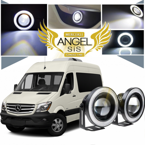 Mercedes - Benz Sprinter Uyumlu, Universal Mercekli Led Angel Sis Farı, 76mm Beyaz Renk ürün görseli 1