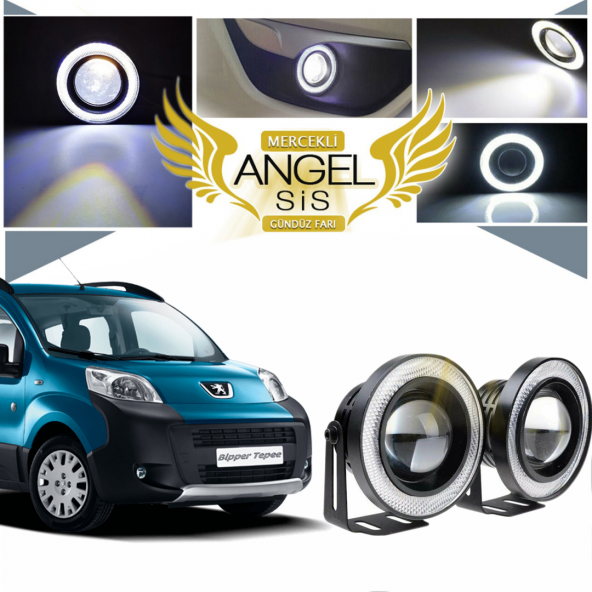 Peugeot Bipper Uyumlu, Universal Mercekli Led Angel Sis Farı, 76mm Beyaz Renk ürün görseli 1