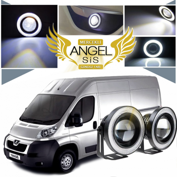 Peugeot Boxer Uyumlu, Universal Mercekli Led Angel Sis Farı, 76mm Beyaz Renk ürün görseli 1