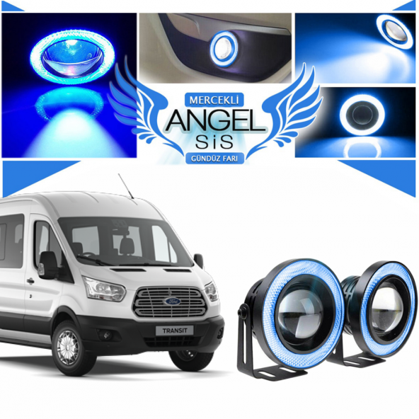 Ford Transit Tüm Modeller Uyumlu, Universal Mercekli Led Angel Sis Farı, 76mm Buz Mavi Renk ürün görseli 1