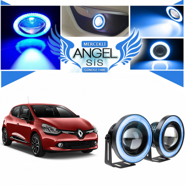 Renault Clio 4 Uyumlu, Universal Mercekli Led Angel Sis Farı, 76mm Buz Mavi Renk ürün görseli 1