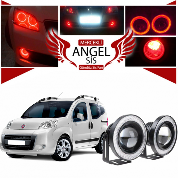 Fiat Fiorino Uyumlu, Universal Mercekli Led Angel Sis Farı, 76mm Kırmızı Renk ürün görseli 1